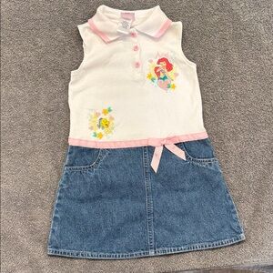 Vintage Disney Ariel White and Pink Denim Dress